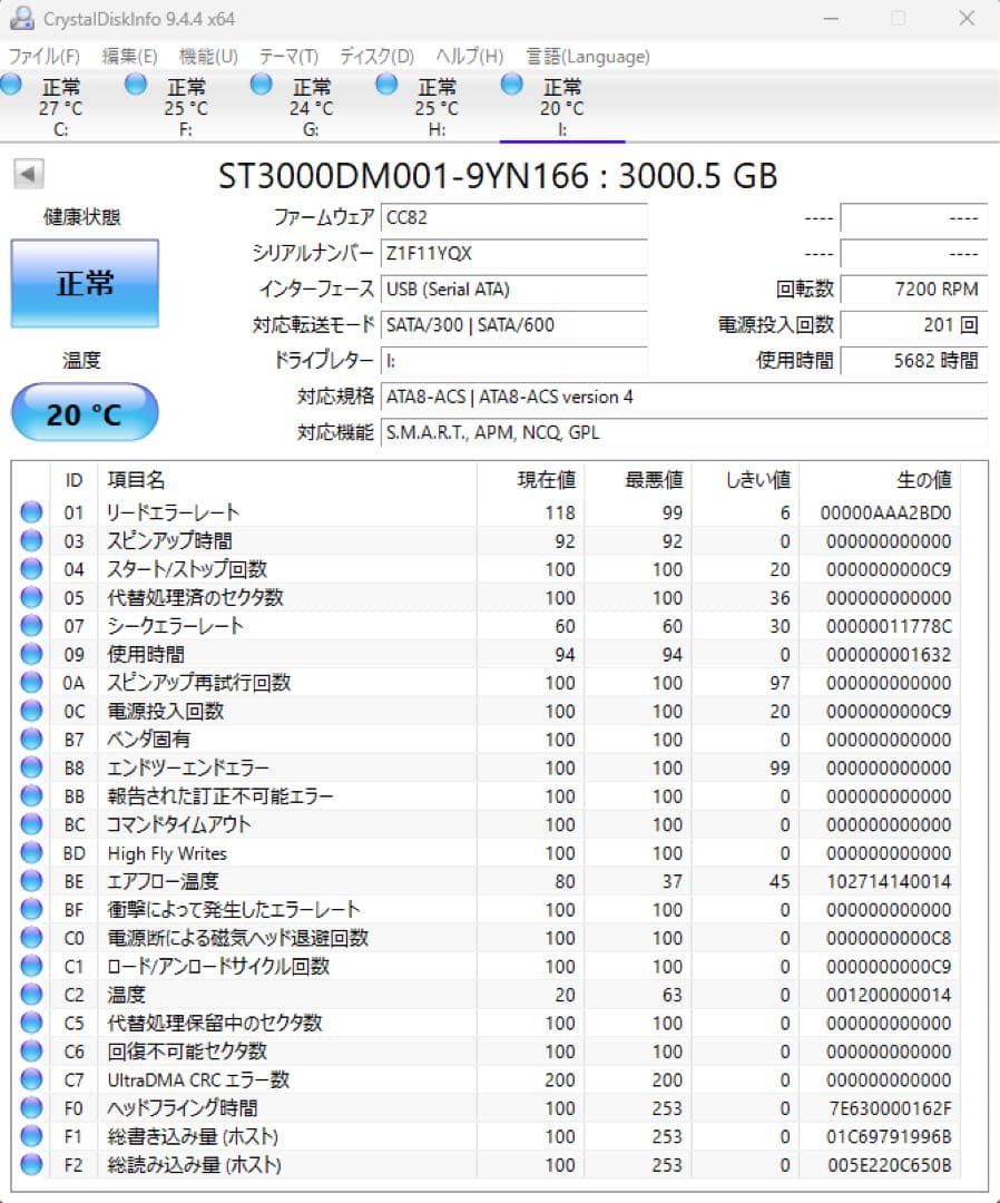 SONY 外付けHDD 3TB 【使用時間5682時間】