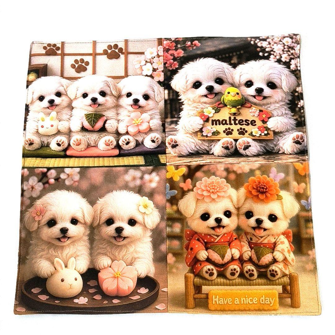 パニャ様】ハンドメイドオーダー★犬★ガーゼハンカチ&ふわふわストラップ　5点