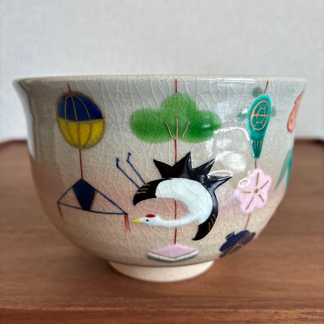 吊し雛茶碗　京都・寺尾智泉作　かわいい美品　共箱あり　雛祭りの抹茶碗　送料込み