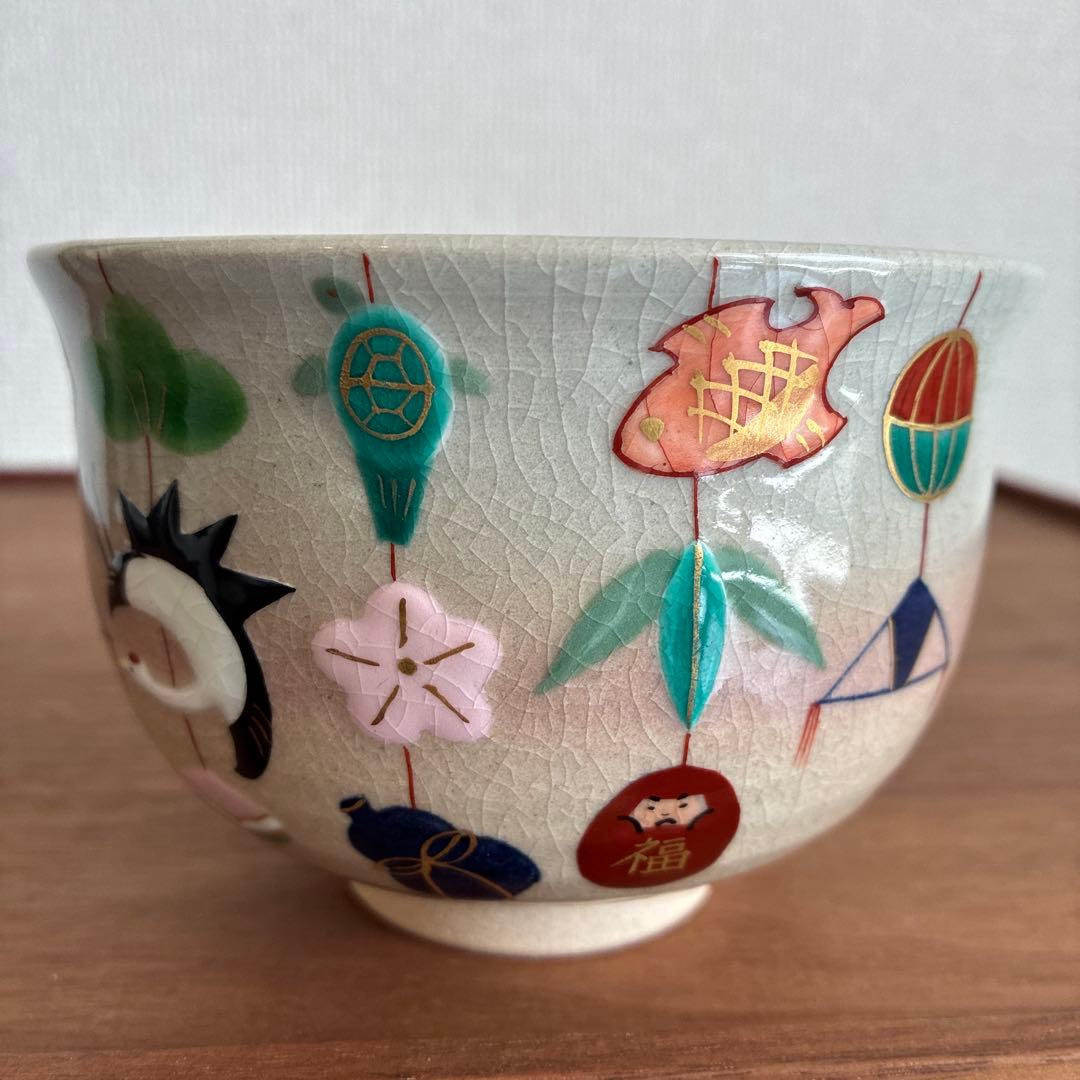 吊し雛茶碗　京都・寺尾智泉作　かわいい美品　共箱あり　雛祭りの抹茶碗　送料込み