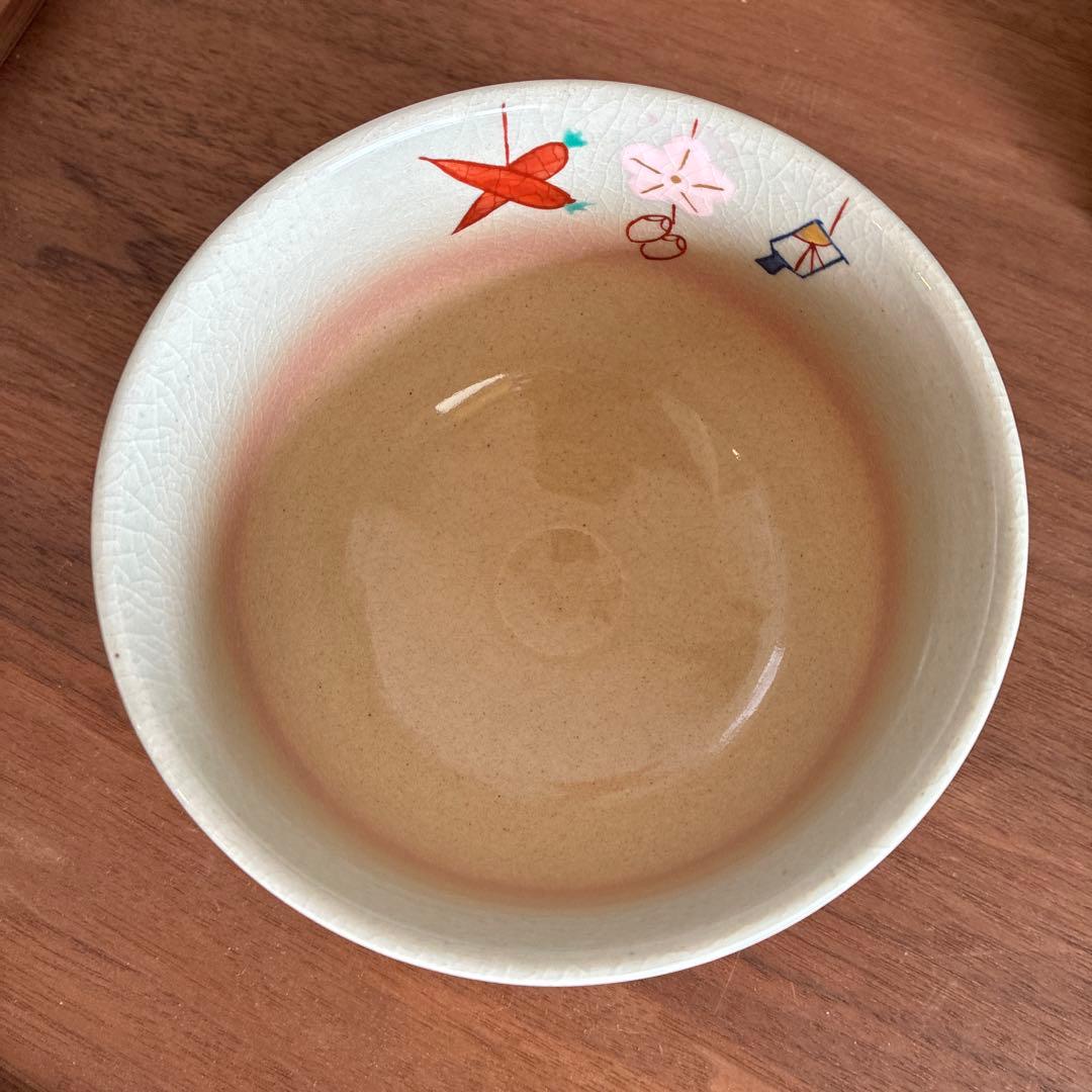 吊し雛茶碗　京都・寺尾智泉作　かわいい美品　共箱あり　雛祭りの抹茶碗　送料込み