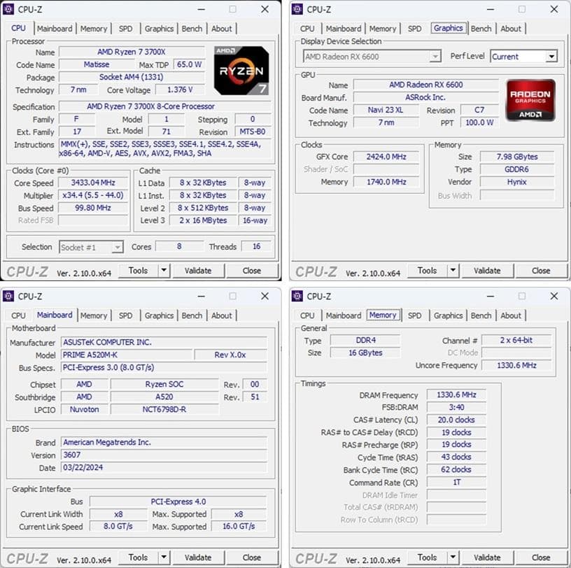 ゲーミングPC/Ryzen7 3700X/RX6600/メモリ16GB