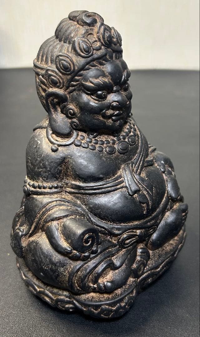 【黄財神】チベット仏教 財宝神 石像 風水置物 開運 金運 招財 古美術