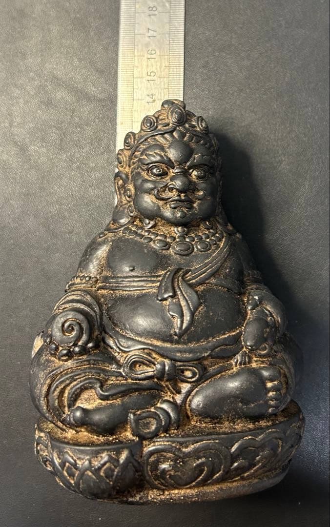 【黄財神】チベット仏教 財宝神 石像 風水置物 開運 金運 招財 古美術