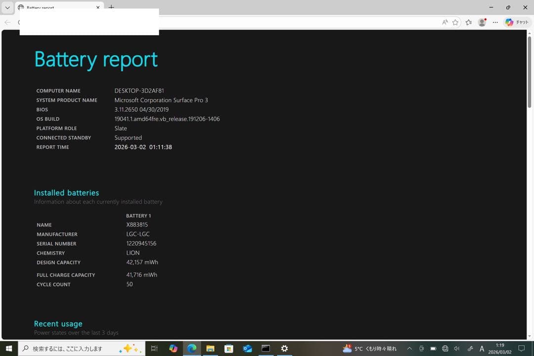 【中古品】タブレットPC Surface Pro3 i5-4300U