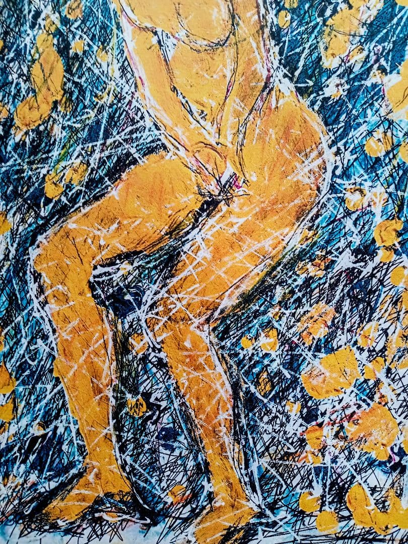 ＃抽象的なヌード画 青とオレンジ