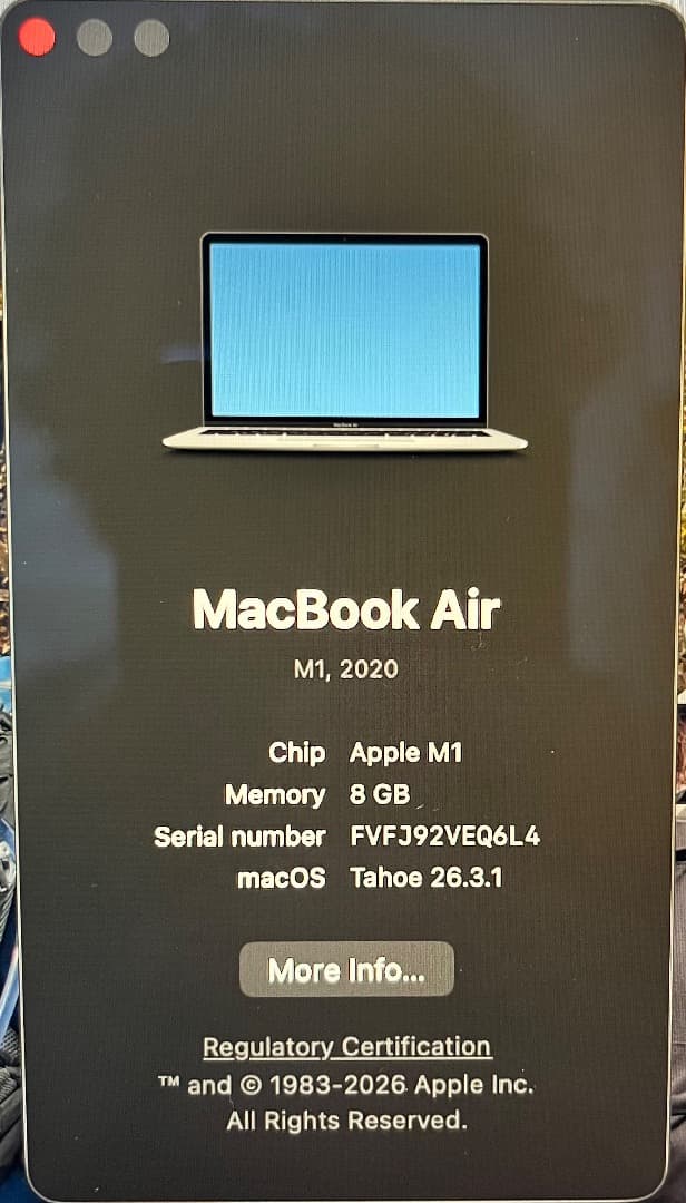 MacBook Air M1 256GB 充電17回 8Gb