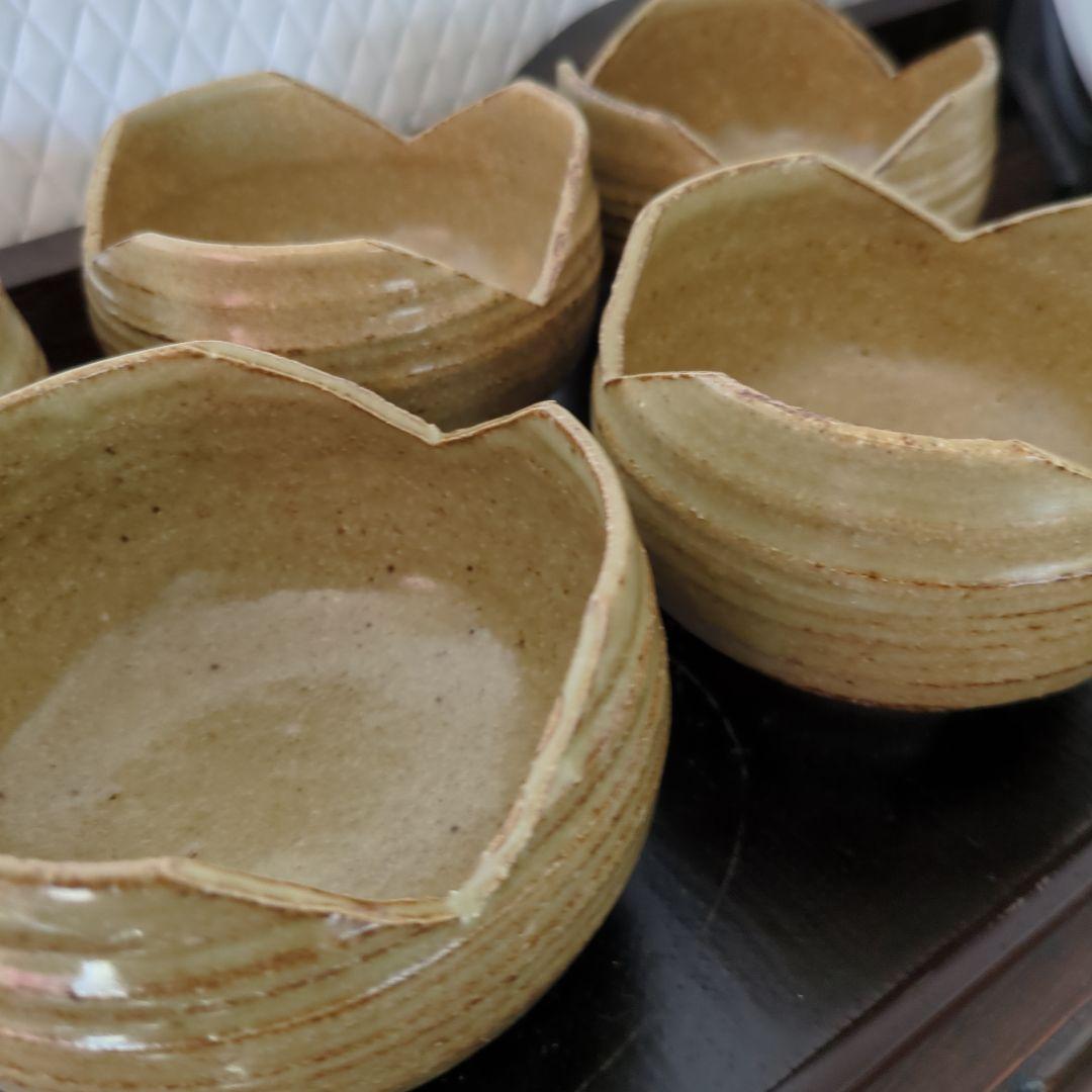 骨董　伊羅保焼　割山椒　器　陶器　向付　アンティーク　5つ