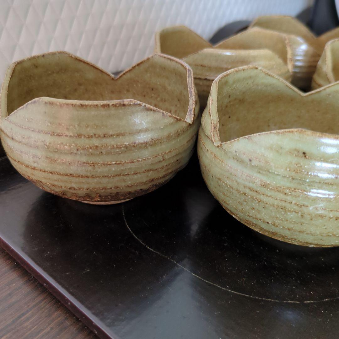 骨董　伊羅保焼　割山椒　器　陶器　向付　アンティーク　5つ