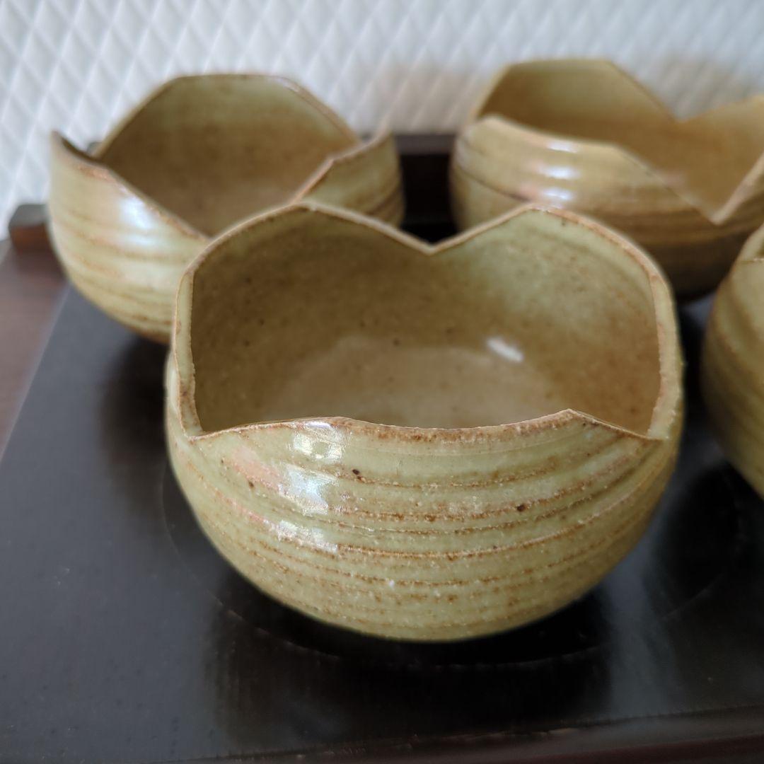 骨董　伊羅保焼　割山椒　器　陶器　向付　アンティーク　5つ