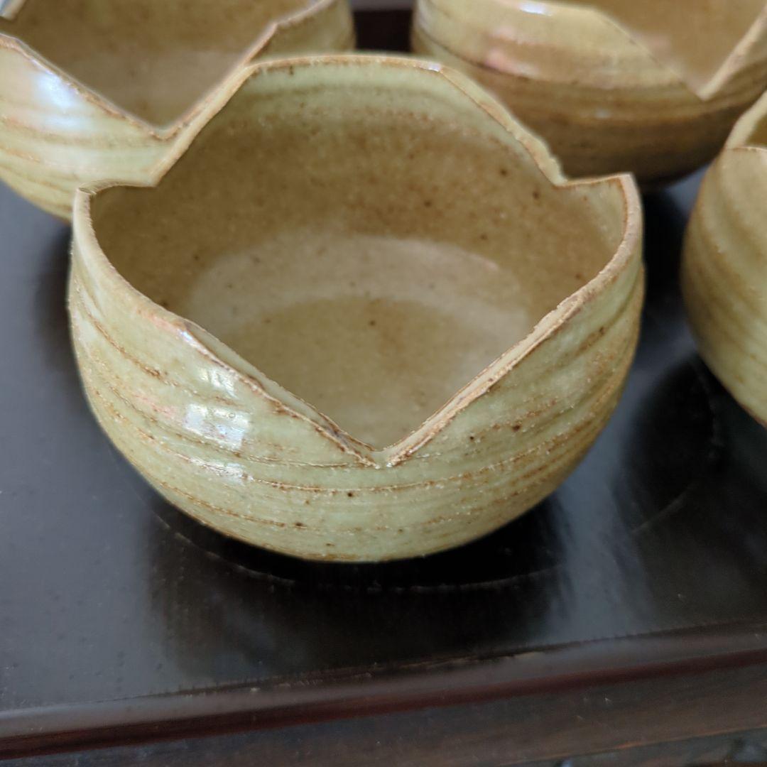 骨董　伊羅保焼　割山椒　器　陶器　向付　アンティーク　5つ