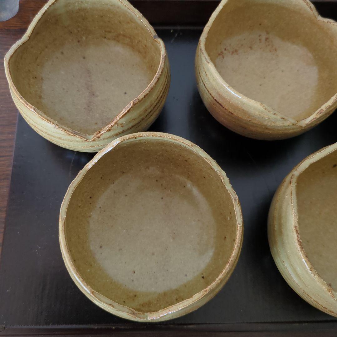 骨董　伊羅保焼　割山椒　器　陶器　向付　アンティーク　5つ