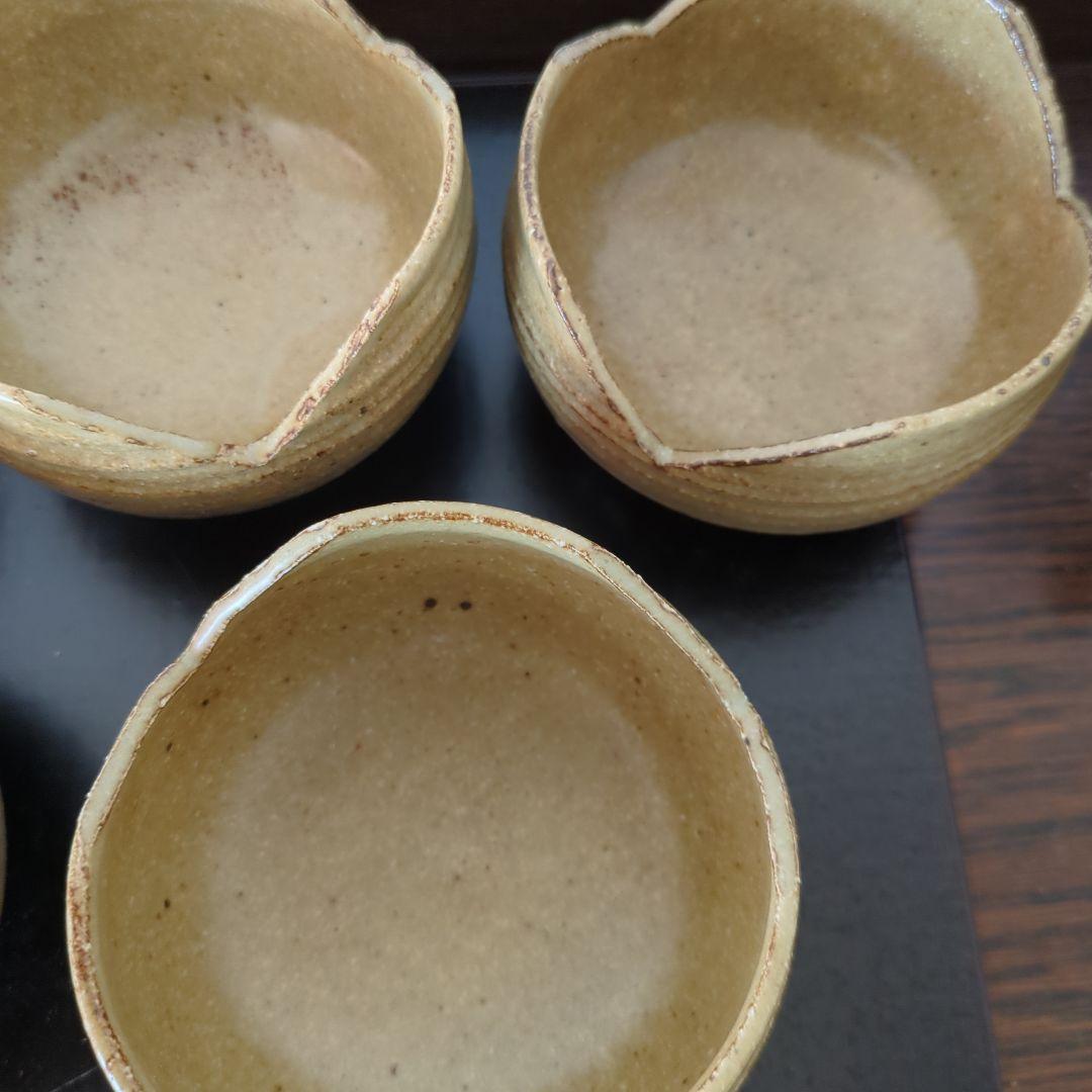 骨董　伊羅保焼　割山椒　器　陶器　向付　アンティーク　5つ