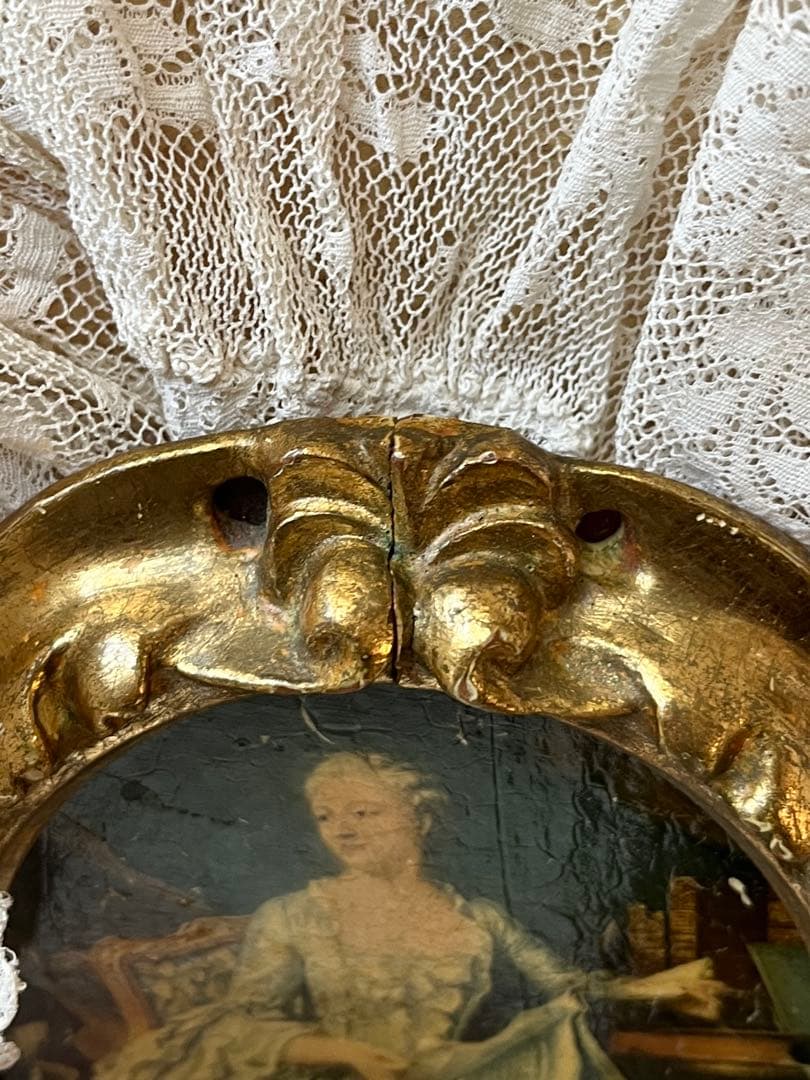 ◆SALEフランスアンティーク｜名画1700年代パリ中世絵画ポンパドール金装飾額