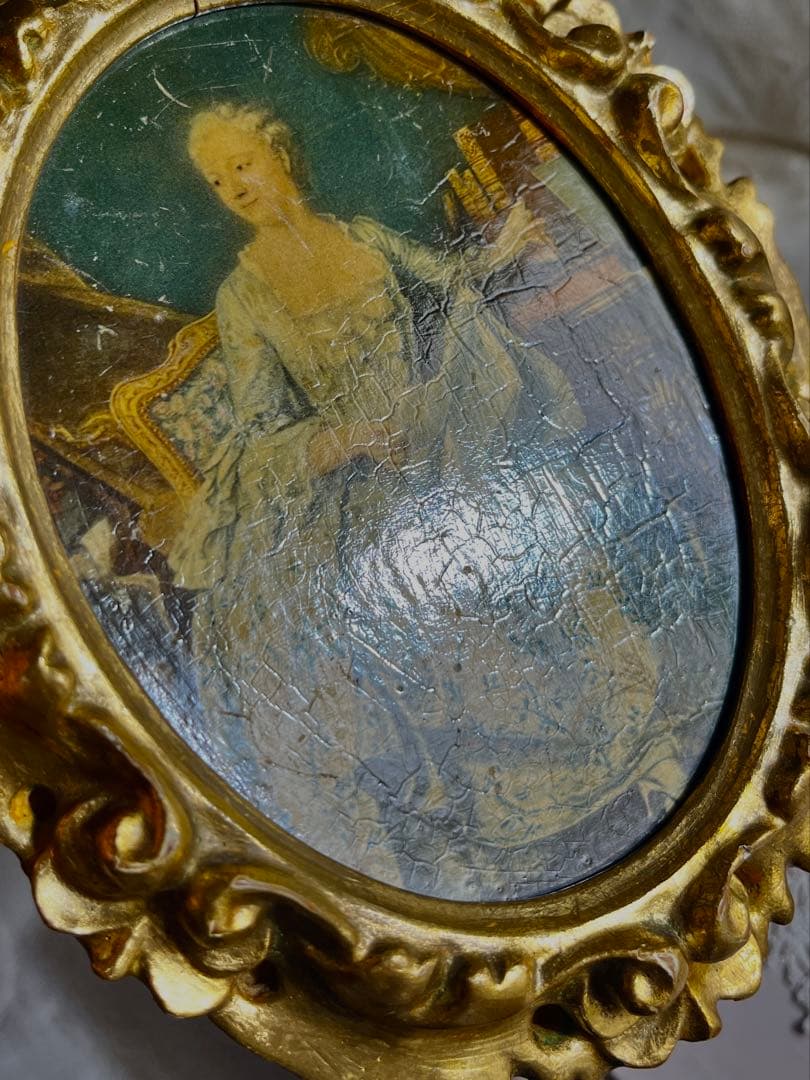 ◆SALEフランスアンティーク｜名画1700年代パリ中世絵画ポンパドール金装飾額