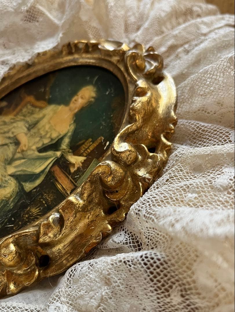 ◆SALEフランスアンティーク｜名画1700年代パリ中世絵画ポンパドール金装飾額