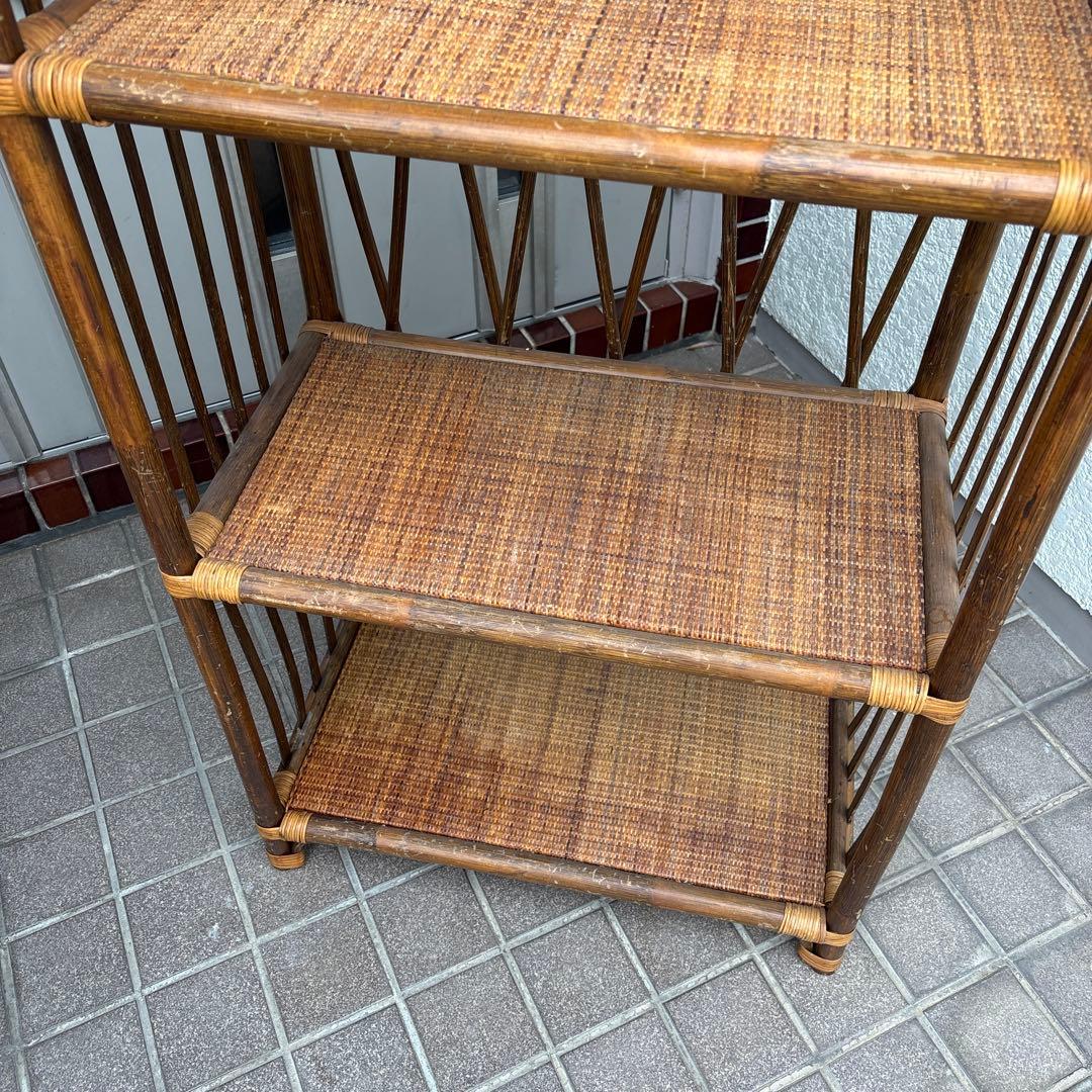 ラタン製アーチ型3段シェルフ