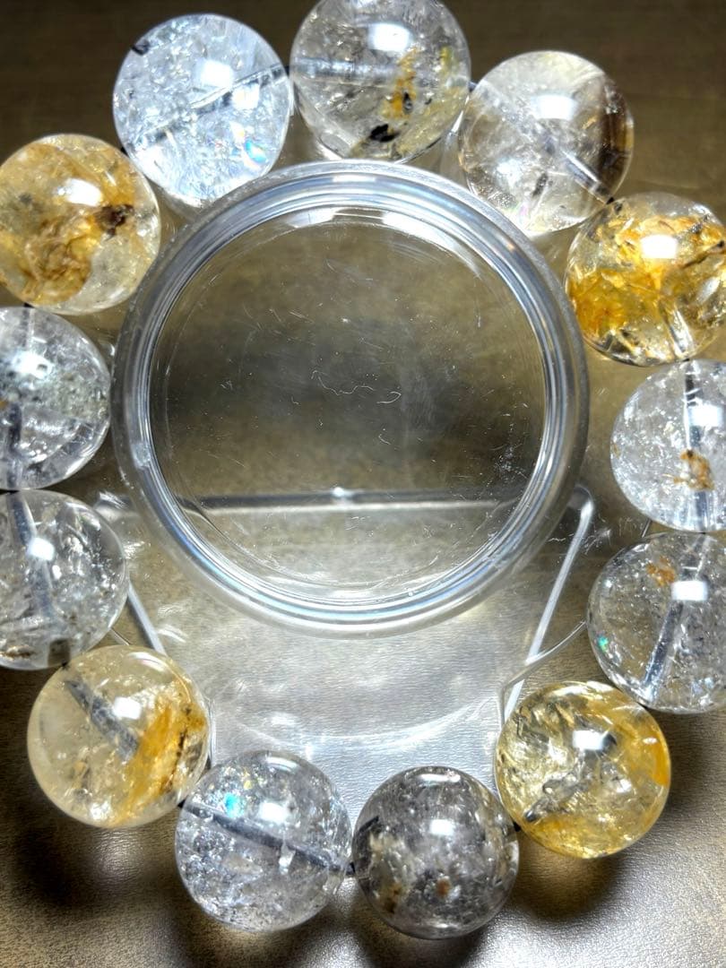 【最高品質】エレスチャルクォーツ（骸骨水晶）超大玉18㎜ブレスレット（新品）虹入
