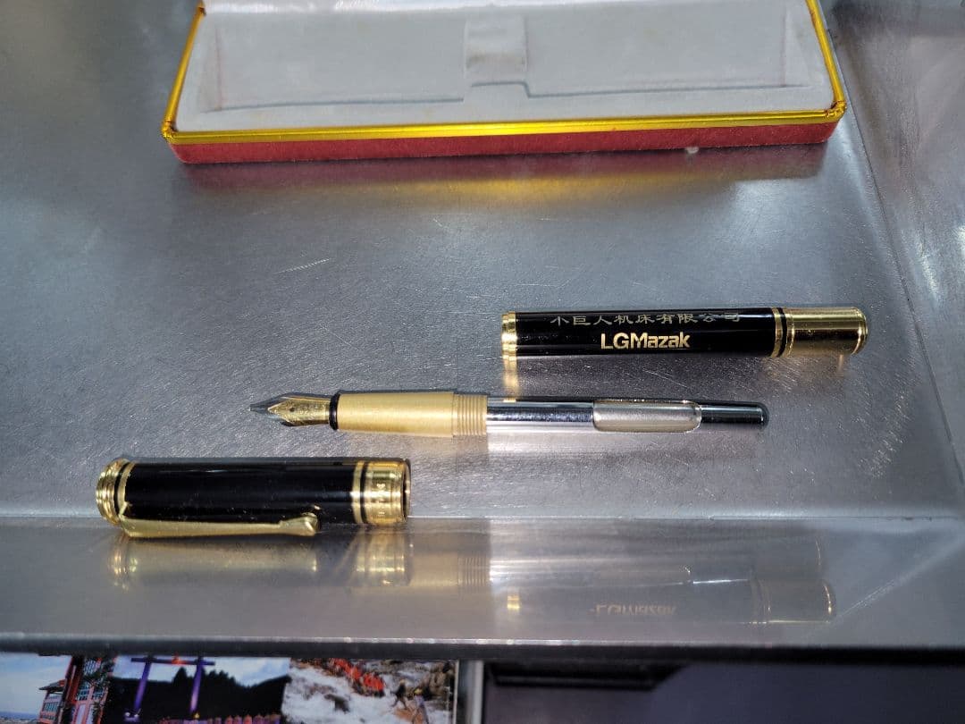 LGMazak 万年筆 黒 ゴールド　ボールペン2本セット