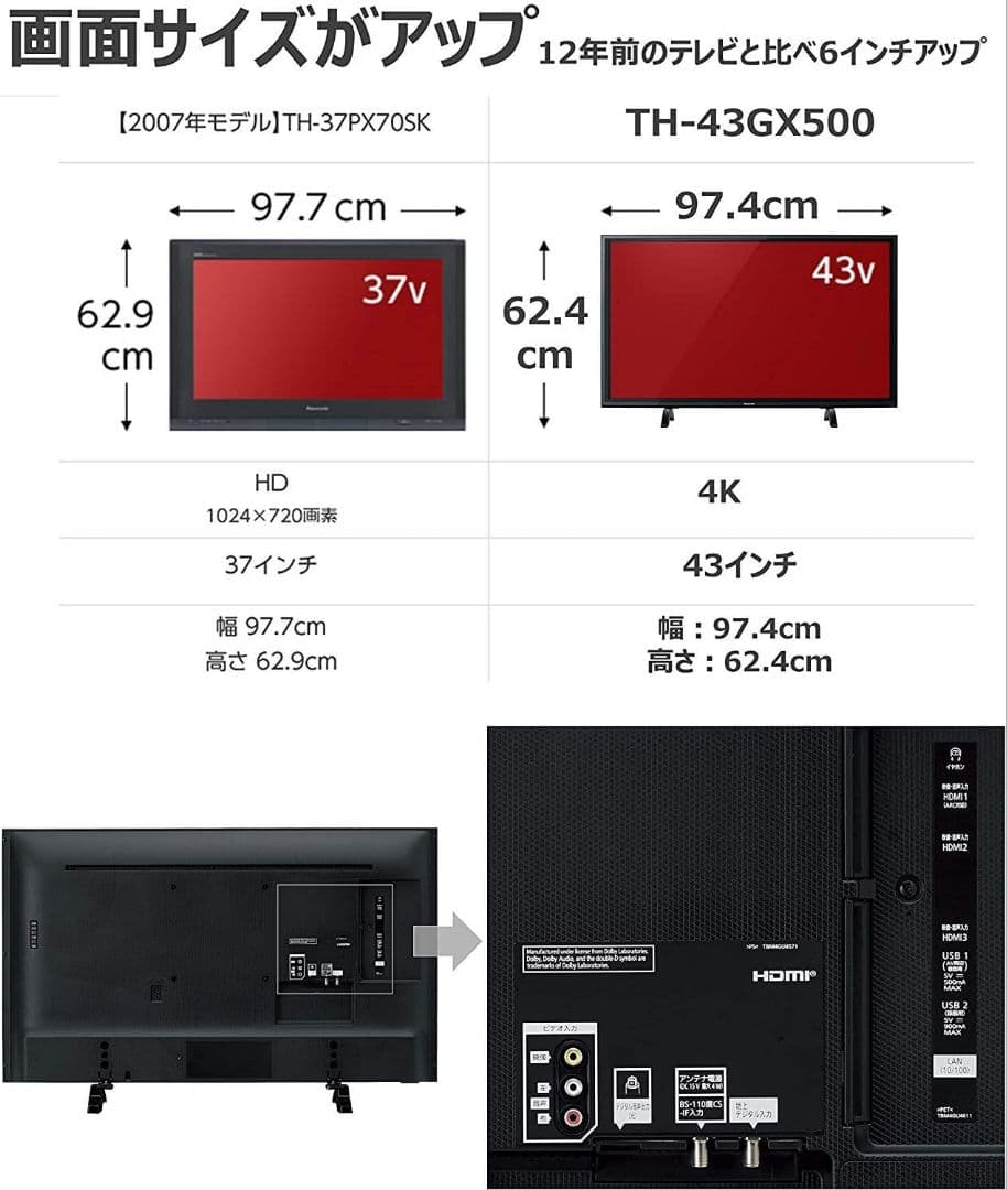 ❤️値下げ❤️★送料込/匿名配送★パナソニック 43V型 4Kチューナー 液晶テレビ