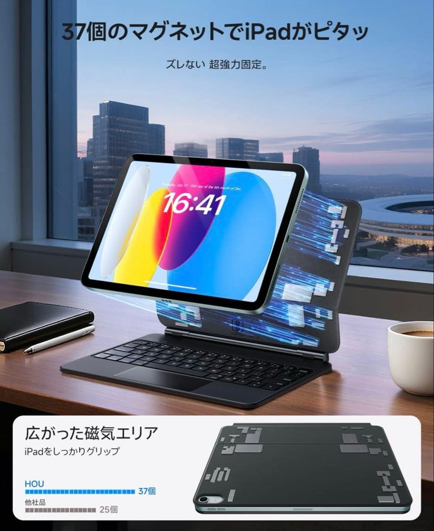 HOU iPad 11 (A16)/10 用 磁気キーボードケース【2回使用】