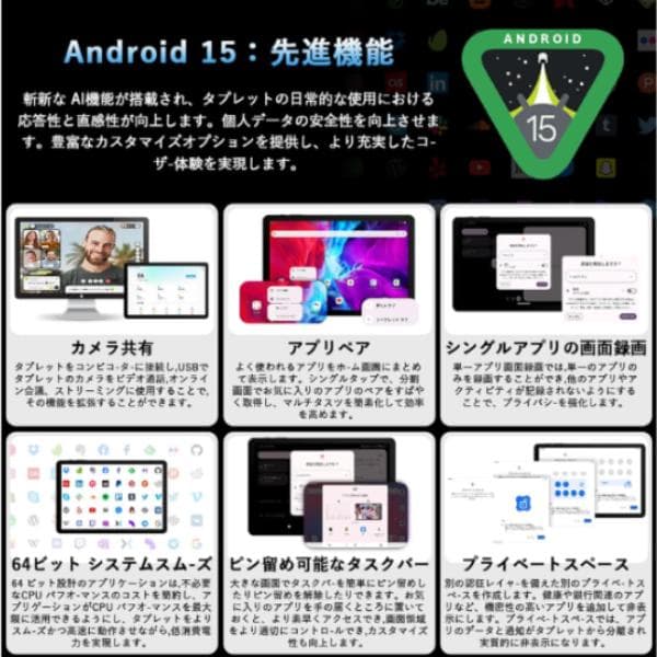 P*u様 タブレット 8インチ Android 15 simフリー 8コアCPU