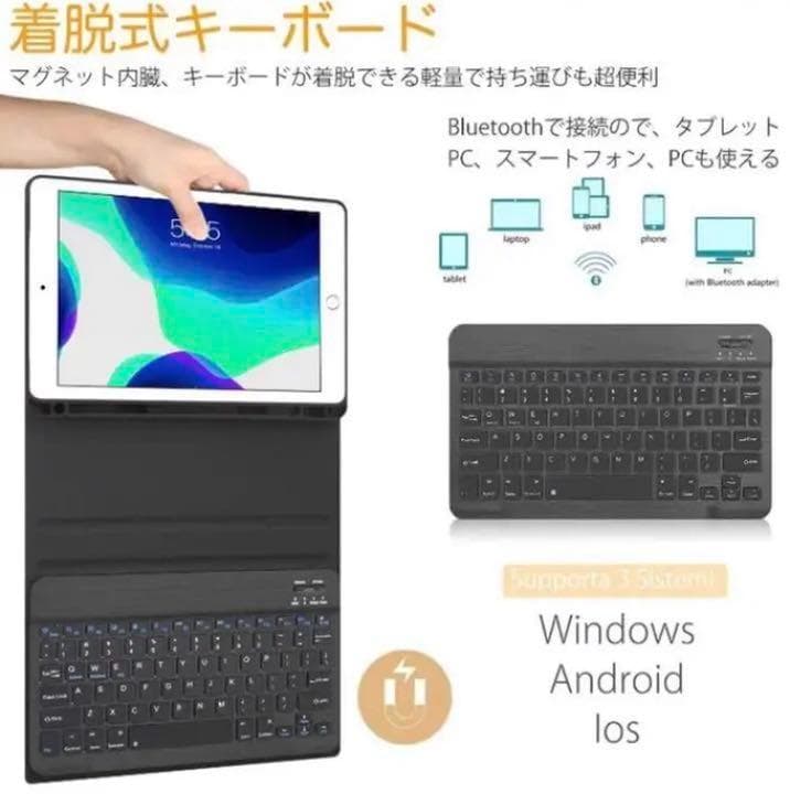 高級PUファイバーレザー製❣高級感溢れるデザイン♪❤iPadケース＆キーボード