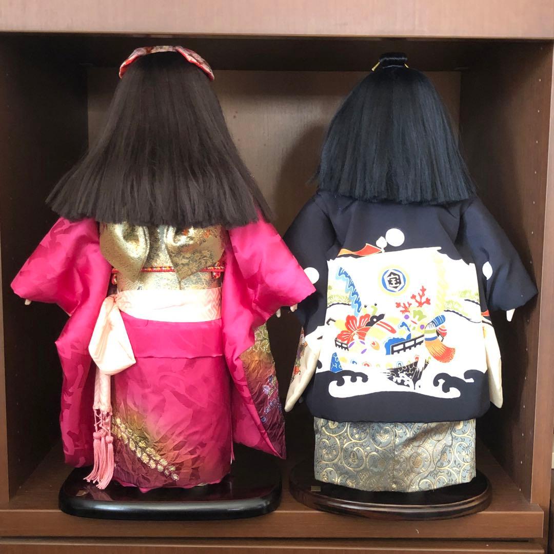【中古品】ペア市松人形　東京久月　正絹衣装　ドール
