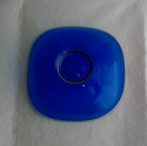 茶道具　菓子器　ガラス　ブルー　金彩　美品