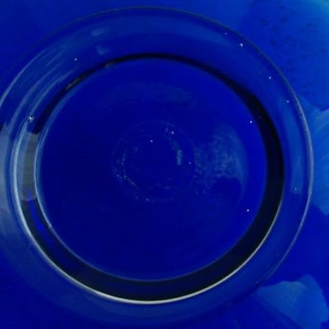 茶道具　菓子器　ガラス　ブルー　金彩　美品