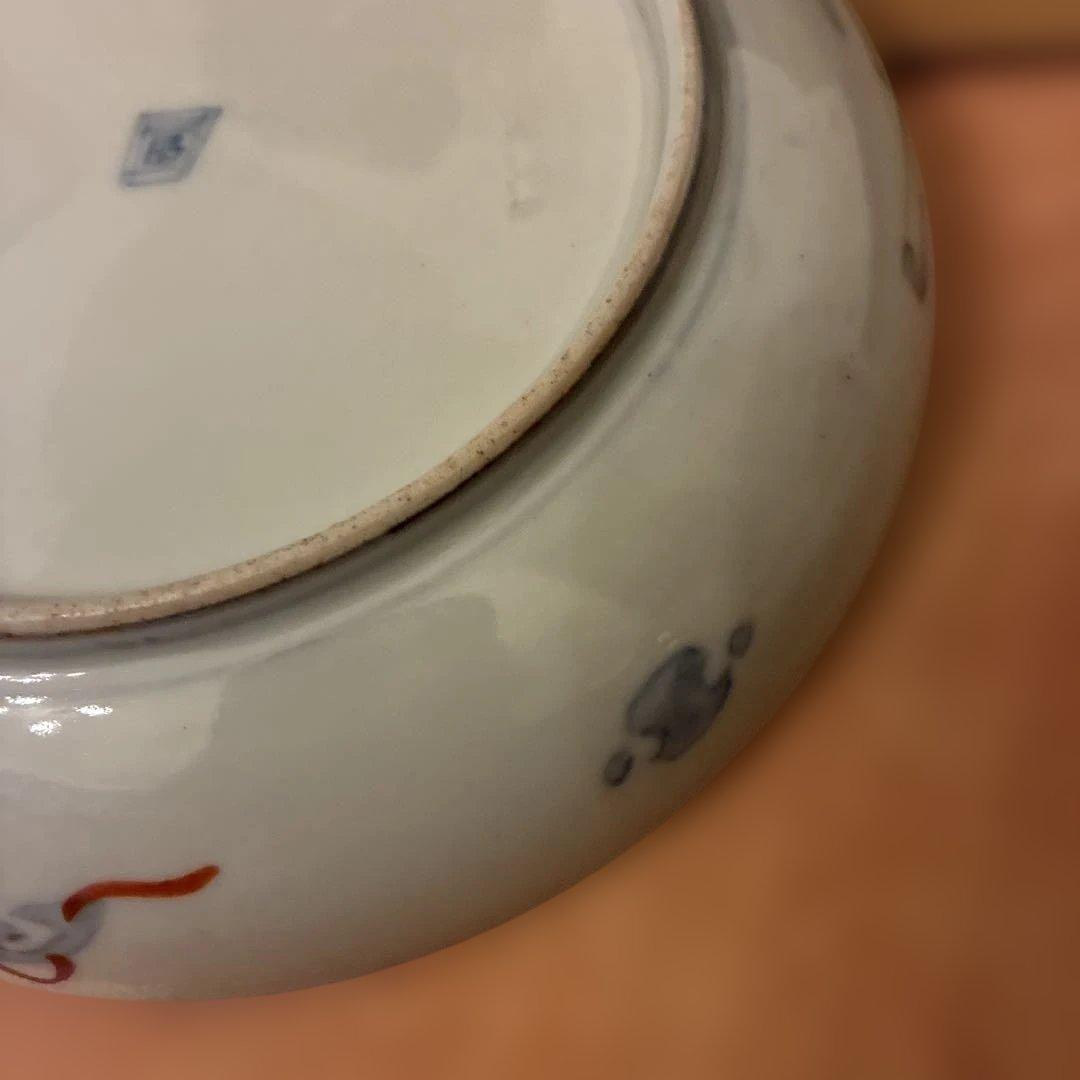 【美品・黒点有り】 7 古伊万里 金蘭手 見込桃 角冨印 時代物