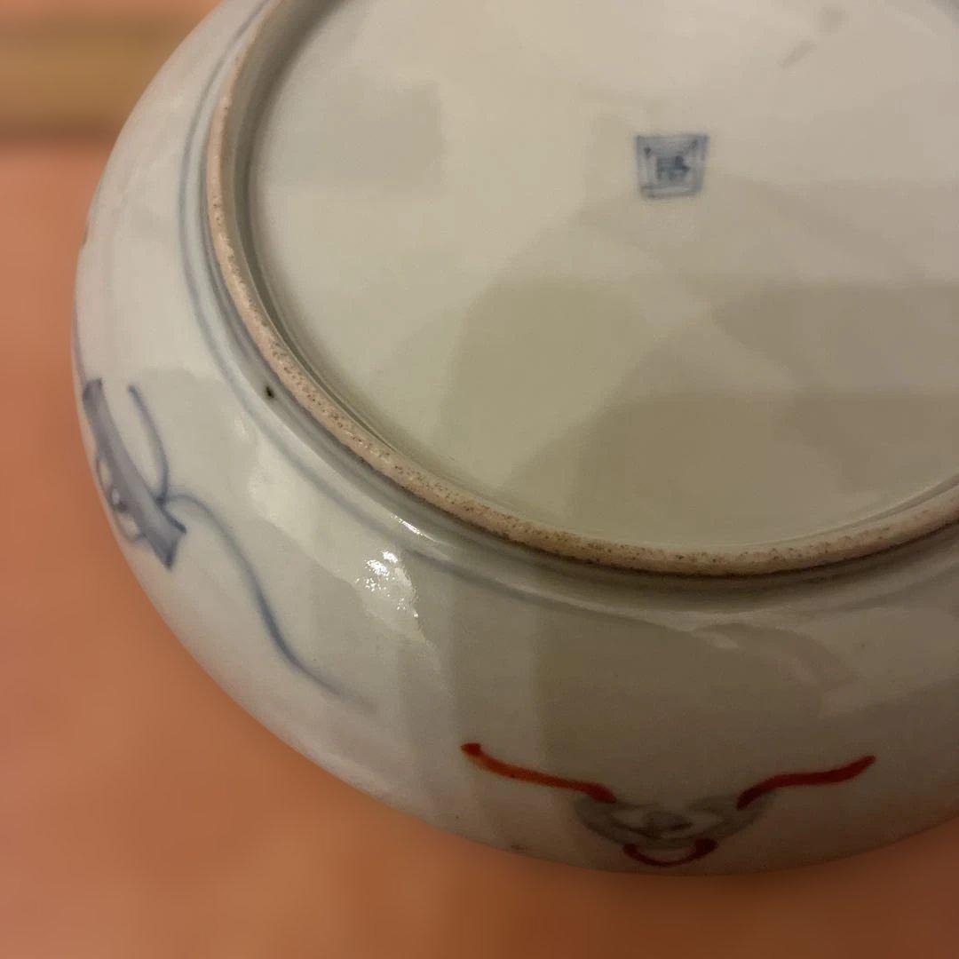【美品・黒点有り】 7 古伊万里 金蘭手 見込桃 角冨印 時代物