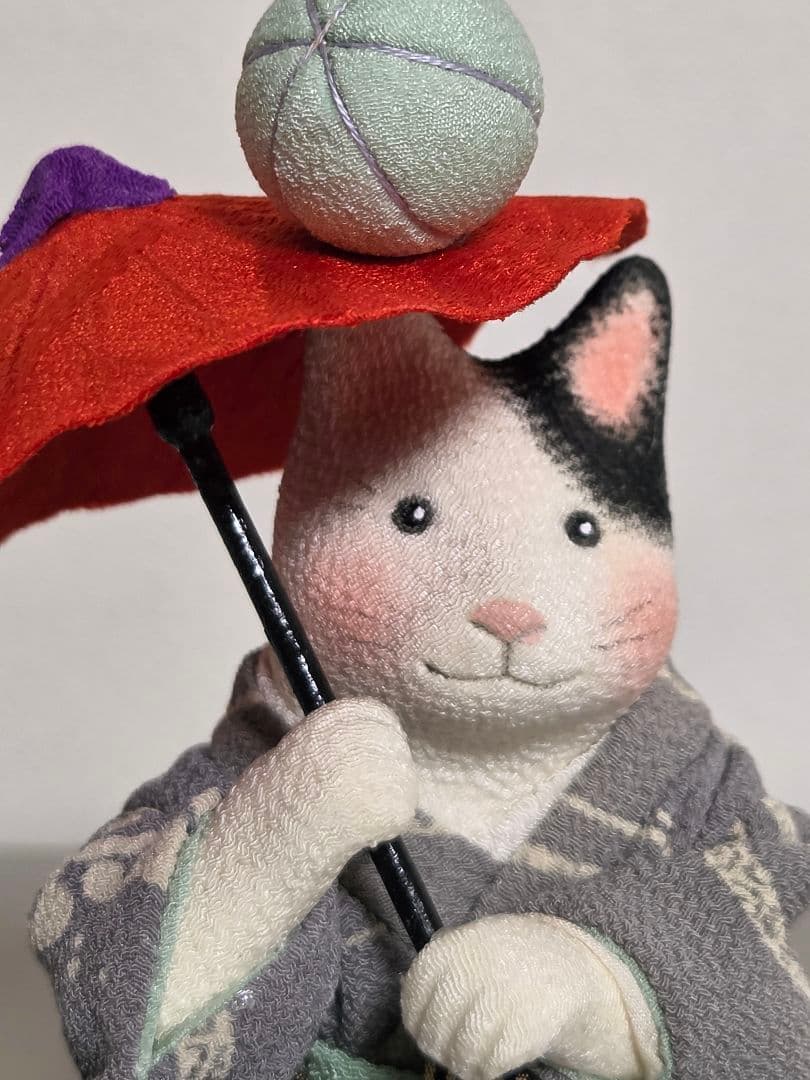 作家もの ハンドメイド作品 「曲芸」 猫の布人形 コレクション出品