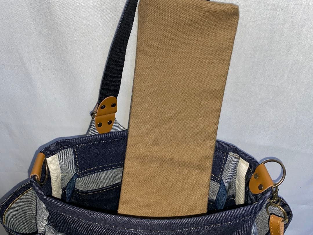 ☆ハンドメイド☆岡山デニム☆黒ネコ☆リュック対応☆4wayあおりバッグ