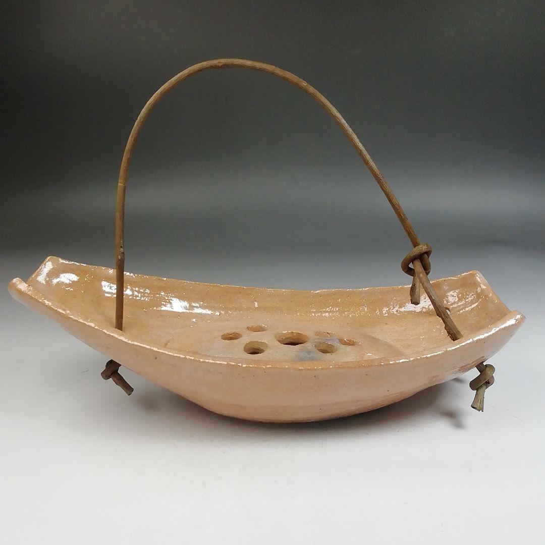 Ｗ４０８　花入　『赤舟　花入』『金井紫晴 造』　共箱　花器　茶道具