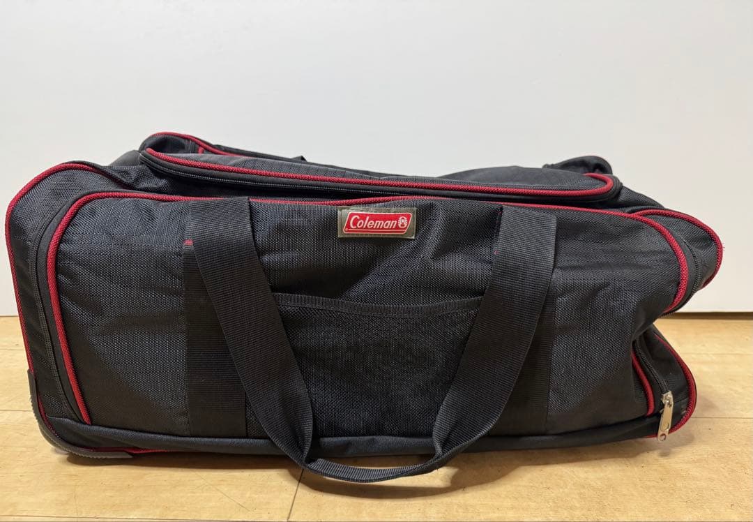 Coleman コールマンキャリー付き　ボストンバッグ　黒/赤　大容量　美品