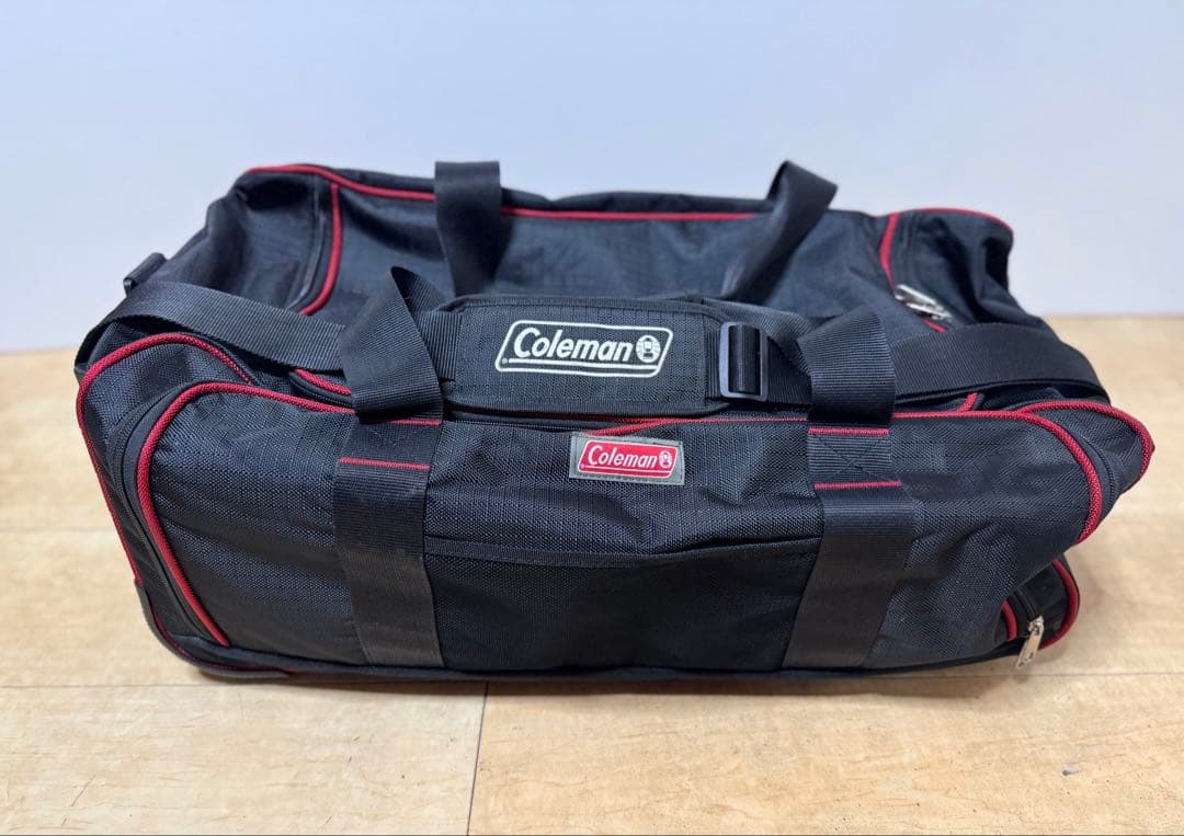 Coleman コールマンキャリー付き　ボストンバッグ　黒/赤　大容量　美品