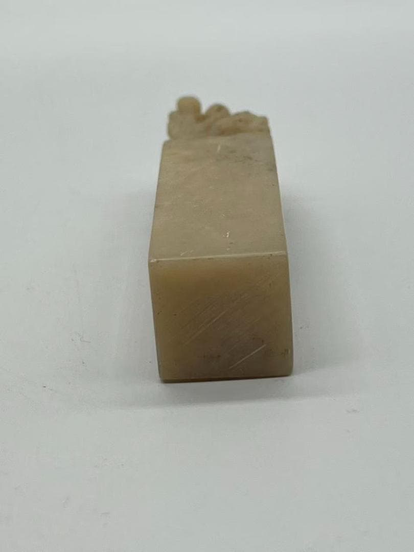 清時代 寿山凍石 瑞獣紐素印石 巴林凍石 時代物 【旧家蔵出し】(F-226)