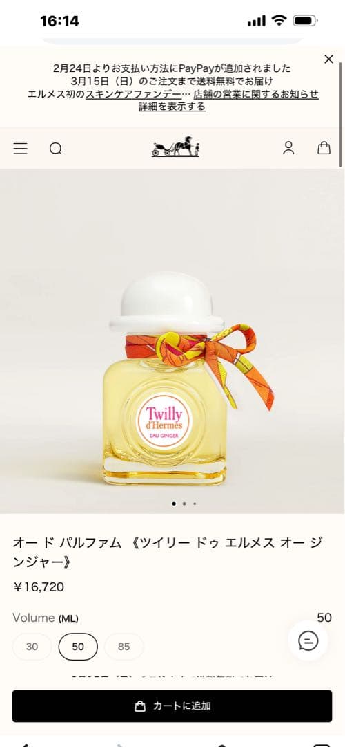 未使用♡エルメス（HERMÈS）♡ツイリー ドゥ エルメス オー ジンジャー