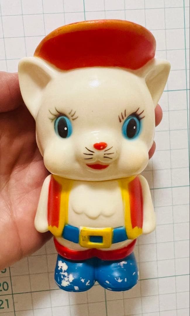昭和レトロ 長靴をはいた猫 ソフビ貯金箱 ビンテージ フィギュア