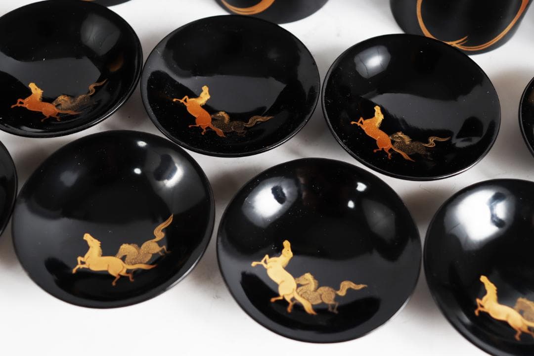 輪島塗 馬瓢箪金蒔絵 小吸物椀 十客 共箱
