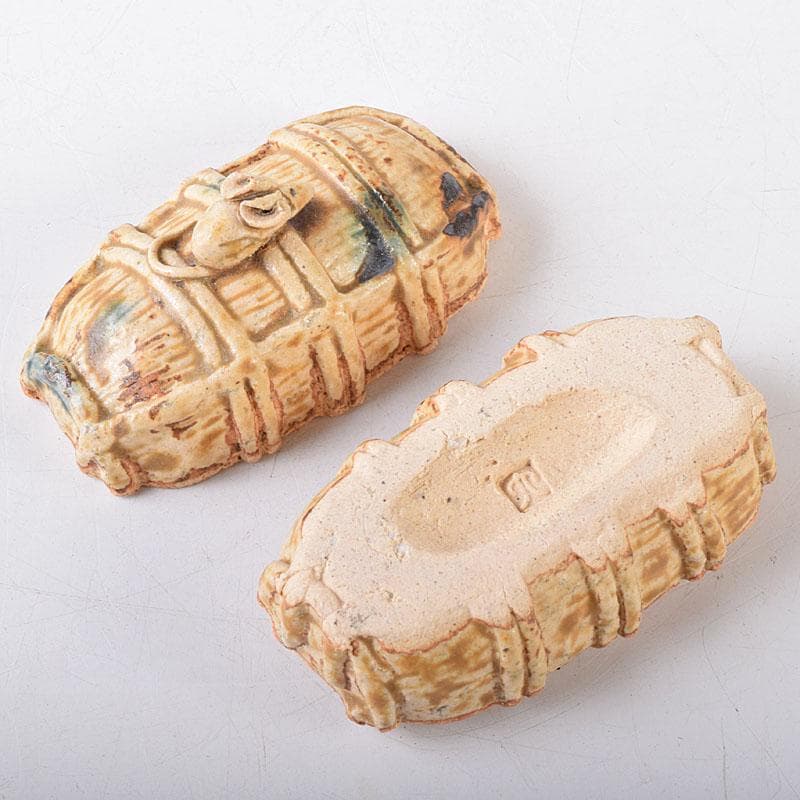 茶道具　六郎窯　渡辺六郎作　俵ねずみ　干支香合　共箱　V　8237