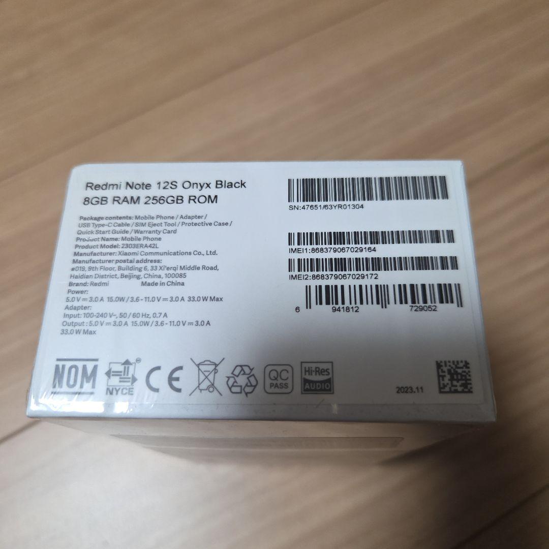 スマートフォン本体 Xiaomi Redmi Note 12s 8G RAM 256GB ROM