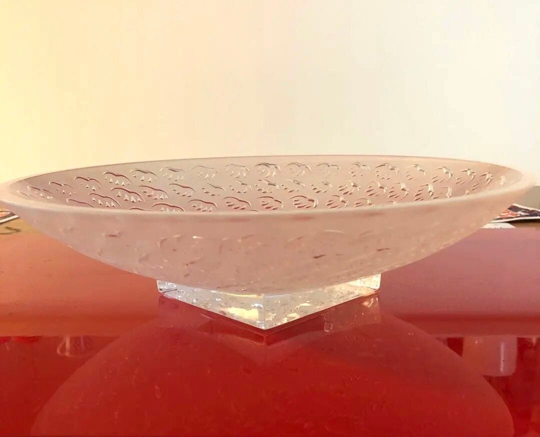 ルネラリック LALIQUE 大型30cm プレート 葉/羽根 クリスタル 廃盤