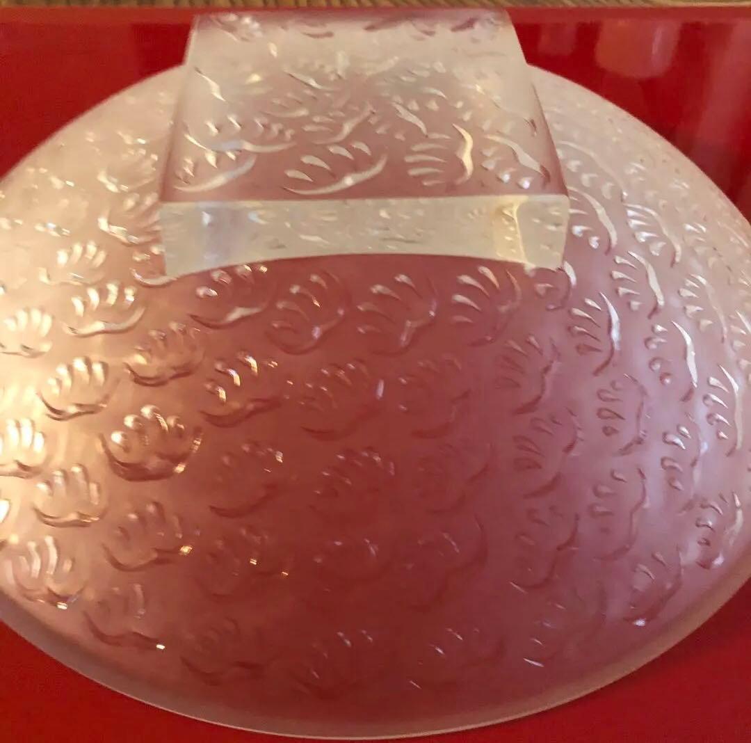 ルネラリック LALIQUE 大型30cm プレート 葉/羽根 クリスタル 廃盤