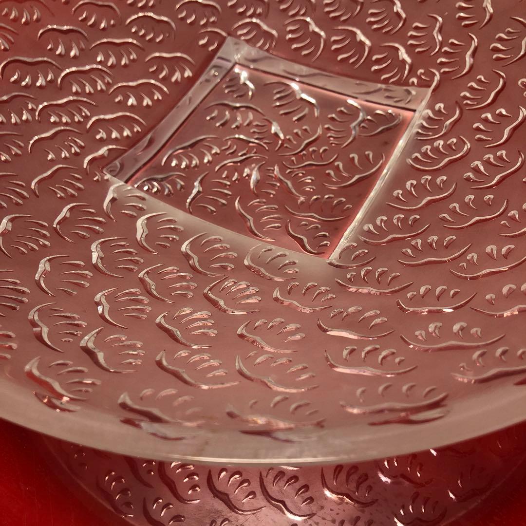 ルネラリック LALIQUE 大型30cm プレート 葉/羽根 クリスタル 廃盤