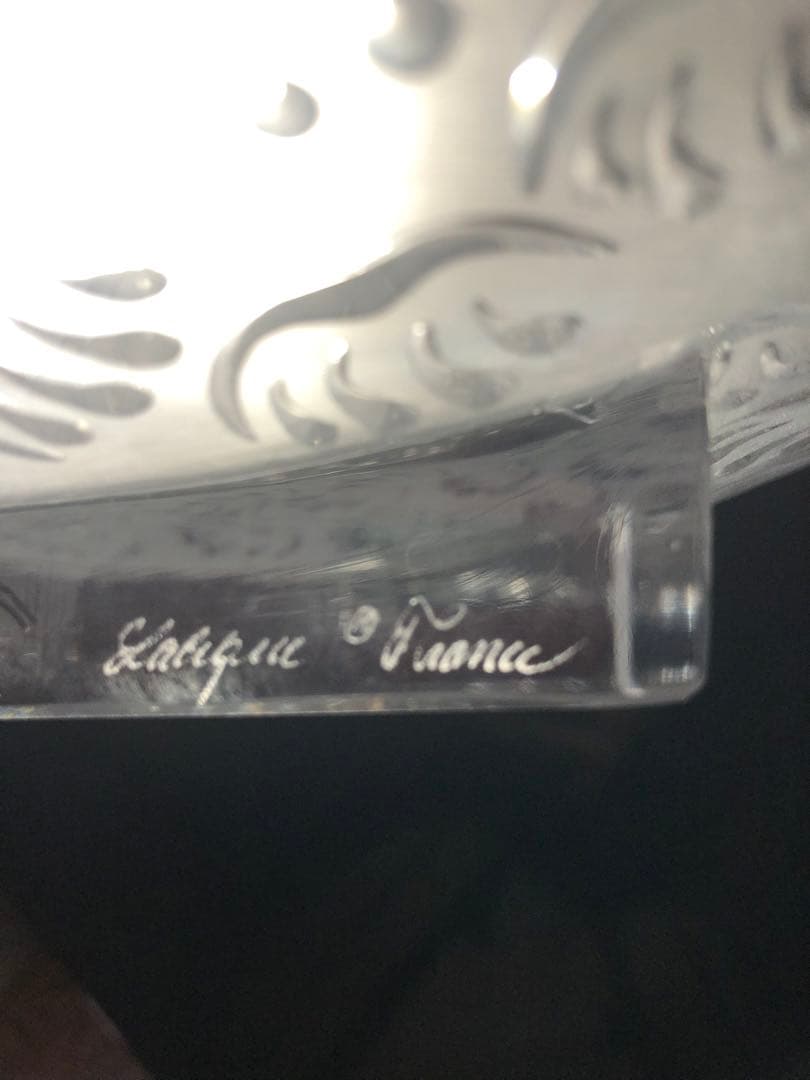 ルネラリック LALIQUE 大型30cm プレート 葉/羽根 クリスタル 廃盤