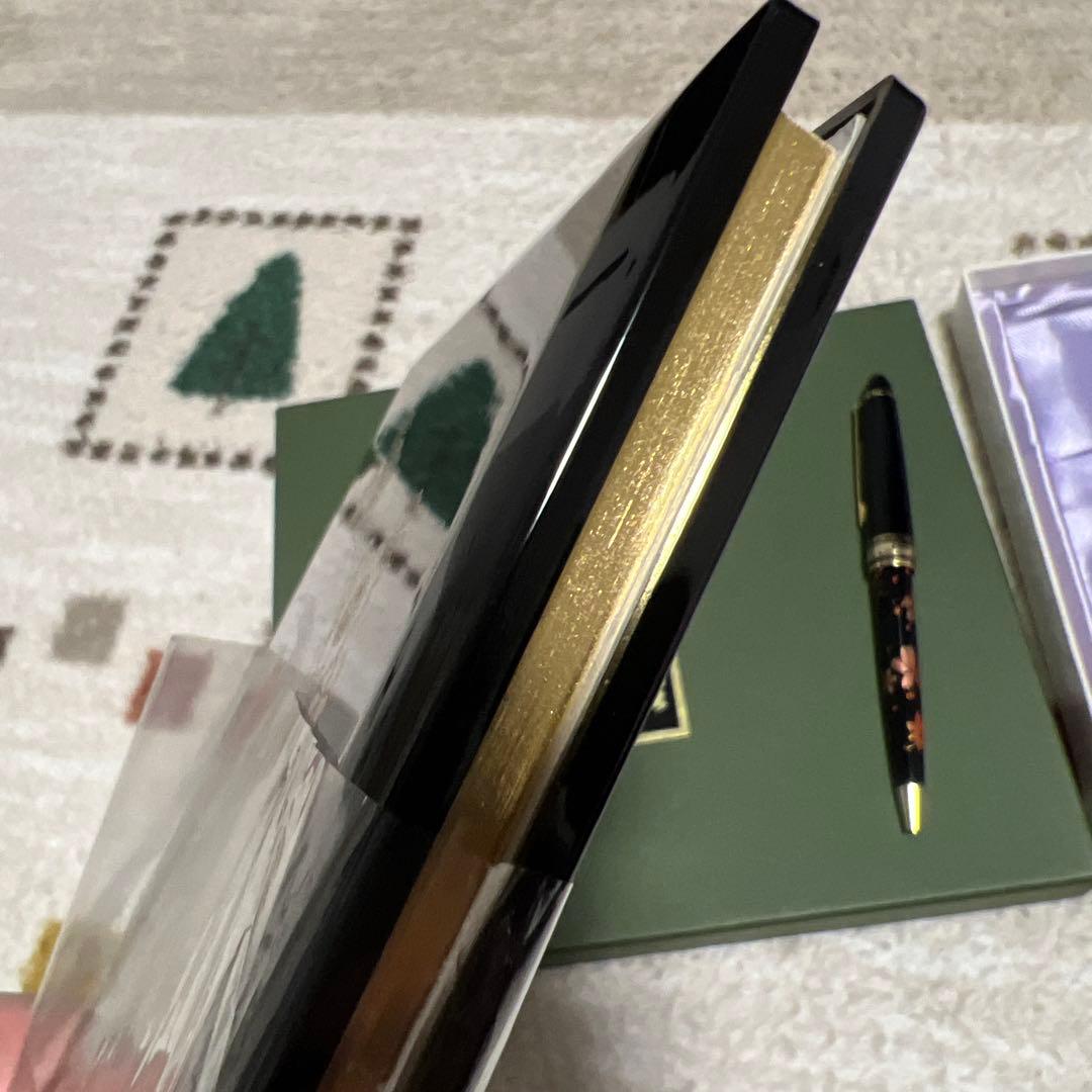 【希少年代物】高級漆器 電話帳＆ボールペンセット 金縁仕様 桜 紅葉 昇峰 銘入