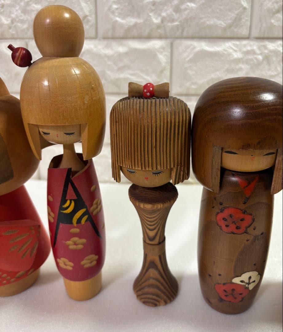 創作こけし 伝統的な木製こけし 6体 まとめ売り