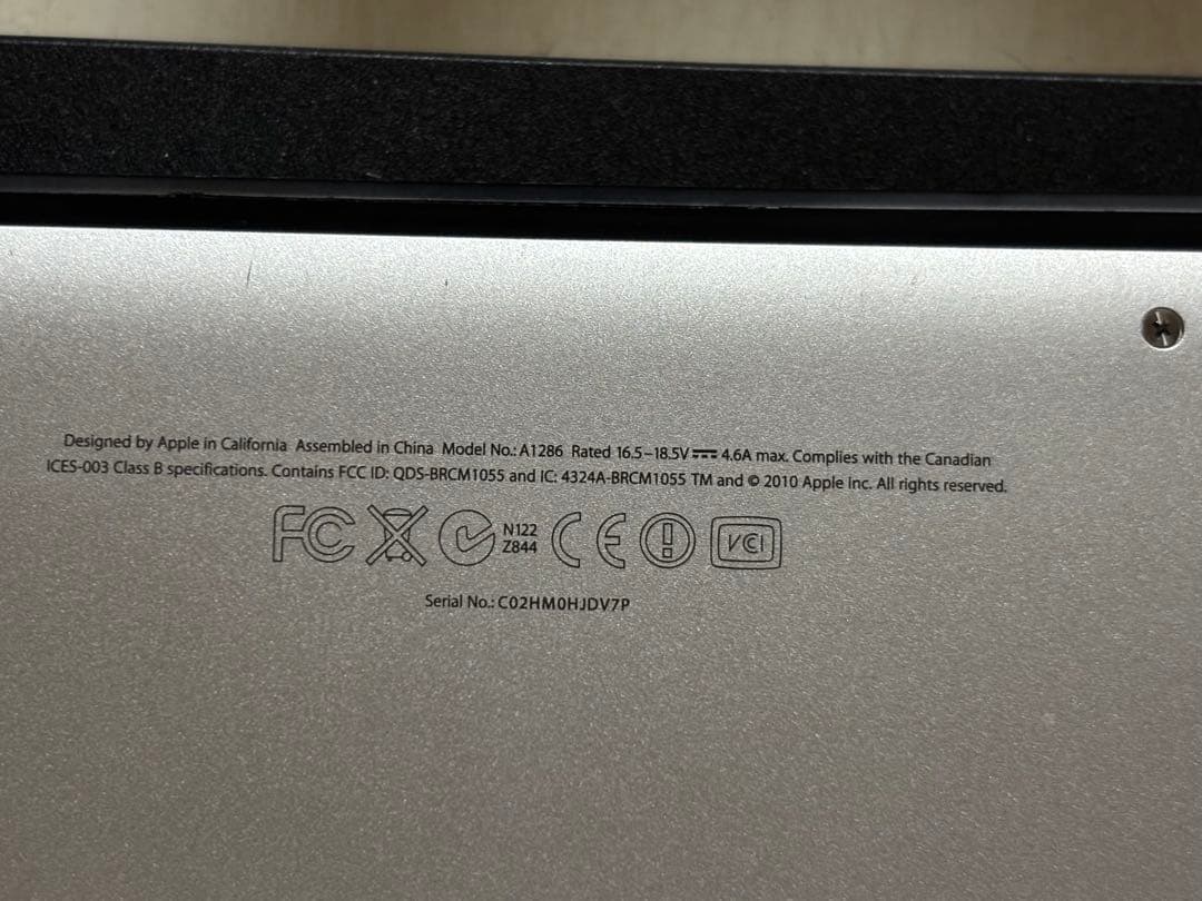 【ジャンク品】Apple MacBook Pro A1286 15.4インチ